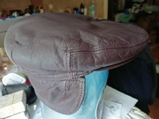 Skórzana czapka L/XL skóra kaszkiet 58/59 cm vintage ocieplany nauszniki