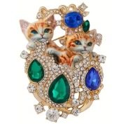 Broszka Rude Kotki Cyrkonie Modna Elegancka Przypinka Prezent GIFT