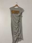 Szara dresowa sukienka midi Zara z marszczeniem M 