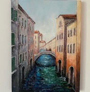 Wenecja obraz olejny abstrakcyjny, strukturalny.