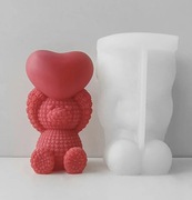 Różany MIŚ z SERCEM Walentynki forma silikonowa 11.5*6.7 do Świec  Mydła 