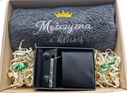 Box Prezentowy dla Mężczyzny – Ręcznik z haftem + Krawat- Dzień Mężczyzny 