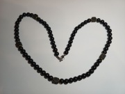 Naszyjnik z Czarnych Naturalnych Onyksów z akcentami Lawy Wulkanicznej