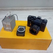 Aparat Fotograficzny Zenit ET, Lampa Błyskowa, Miernik Światła, Zestaw