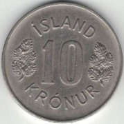 Islandia 10 koron kronur 1974 - 25 mm - nr 2