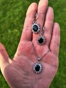 Wisiorek z kolczykami z czarnym turmalinem zestaw srebro