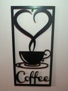 OBRAZ AŻUROWY FILIŻANKA KAWY SERCE DEKORACJA ŚCIENNA
