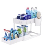 Organizer Pod Zlew Szuflada Półka Teleskopowa Do Szafki Kuchennej Biała