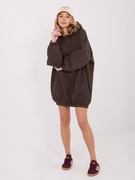 Czekoladowa krótka sukienka basic z kapturem