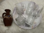 Zestaw Kryształowy: 3 Szklanki, Cukiernica, Mlecznik + Dzbanek Ceramiczny