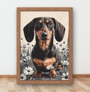 Plakat Portret Jamnik monochromatyczne kolory A4 (21 x 30cm)