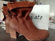 Skórzane brązowe botki zapato rozmiar 35