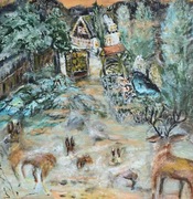 Zimowe przechadzki,   obraz akrylowy na płótnie,  50x50x2 cm