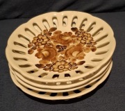 Talerzyki deserowe, ażurowe, ręcznie malowane - fajans Koło.