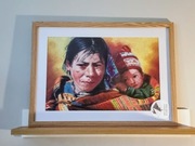 Peruwiański obraz „Kobieta z Andów z dzieckiem"w ramie