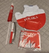 Zestaw kibica flaga rękawica transparent bialo-cze