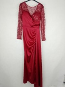 Burgundowa sukienka wieczorowa balowa na wesele sylwestra urodziny S