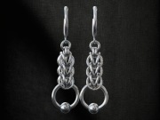 Kolczyki chainmaille długie ze splotem – stal chirurgiczna gothic goth