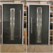 Drzwi zewnętrzne z antabą lub klamką. Antracyt 