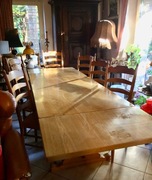 Stół rozkładany dębowy+krzesła+fotele-8 os., kpl. 