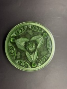 Uranowa patera na nóżkach stare szkło Art Deco