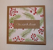 Kartka świąteczna Boże Narodzenie świerk jagody ręcznie malowana Handmade
