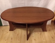 Ława blat owalny kolor czereśnia stół składany MDF 110x60 wys.58 cm