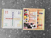 gra drewniana retro chińczyk bierki domino szachy warcaby  5w1