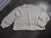 śliczny dziewczęcy sweter ażurowy ozdobny sweterek M/L L