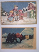 WESOŁYCH ŚWIĄT (Boże Narodzenie) / dwie stare pocztówki
