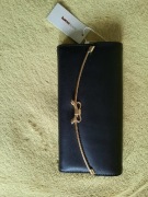 Portfel damski czarny ze zlota wstazeczka