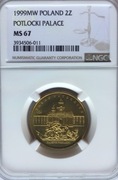 2 ZŁ 1999 PAŁAC POTOCKICH NGC MS67 ! 2 MAX RZADKOŚĆ 