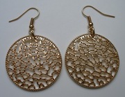 KOLCZYKI monety ażurowe, bigle w kolorze złota, handmade