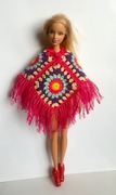 Szydełkowe poncho, ubranko dla lalki Barbie