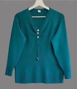 Damski prążkowany ciepły sweter zielony z długim rękawem Mai-ly 40/L