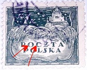 Usterka druku. Znaczek Fi 80B. Kasowany.