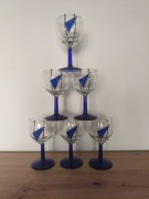 Kieliszki do wina w okuciu artystyczne szkło kobalt witraż zestaw 6szt