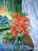 Czerwone maki w wazonie 