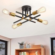 Lampa sufitowa vintage czarno-złota na 4 żarówki E27