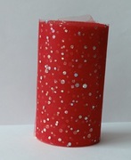 Tiul błyszczący 25 jardów dekoracyjny czerwony ślub przyjęcie