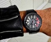 męski zegarek kwarcowy Super Design tarcza hamulcowa z zaciskiem must have