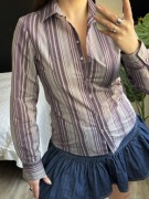 Vintage koszula marki KappAhl 38 M fiolet paski elegancka bawełna premium