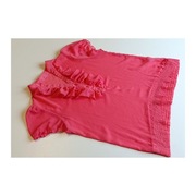 bluzka z żabotem r 40 / 42 krótki rękaw koralowa