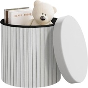 Nowa Pufa do Przechowywania Okrągła Tapicerowana 30L