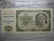 BANKNOT PRL 50 ZŁOTYCH 1948 ROK SERIA EL RYBAK NADRUK
