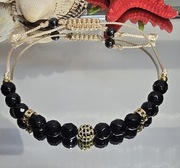 BRANSOLETKA KULA CYRKONIE STAL KAMIEŃ AGAT FASETOWANY UNIWERSALNY ROZMIAR 