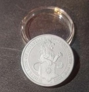 Srebrna moneta .999 Bestie Królowej: Biały Lew Mortimerów 2 oz -OKSYDA