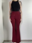 Bordowe prążkowane spodnie dzwony rozm. S Shein