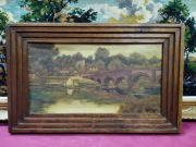 Obraz olejny na sklejce w dębowej ramie 69x44cm