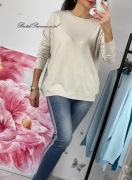 BLUZKA SWETER BASIC CLASSIC OVERSIZE BEŻ BEŻOWY